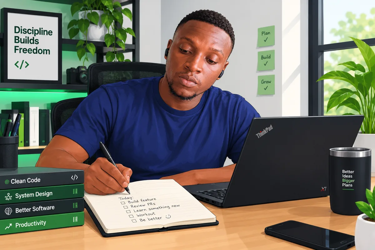 Pascal planning his day in a notebook