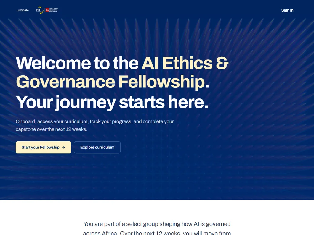 AI Ethics & Governance Fellowship LMS screenshot